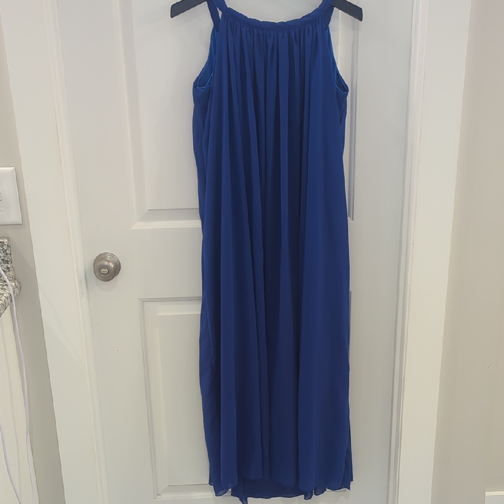 Anne Klein Elegant Flowy Chiffon Sleeveless Blue Women's Dress